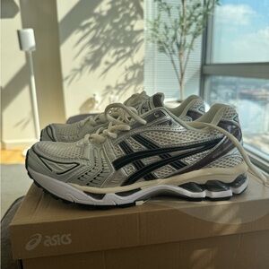 Asics Cream and Black Athletic Sneakers